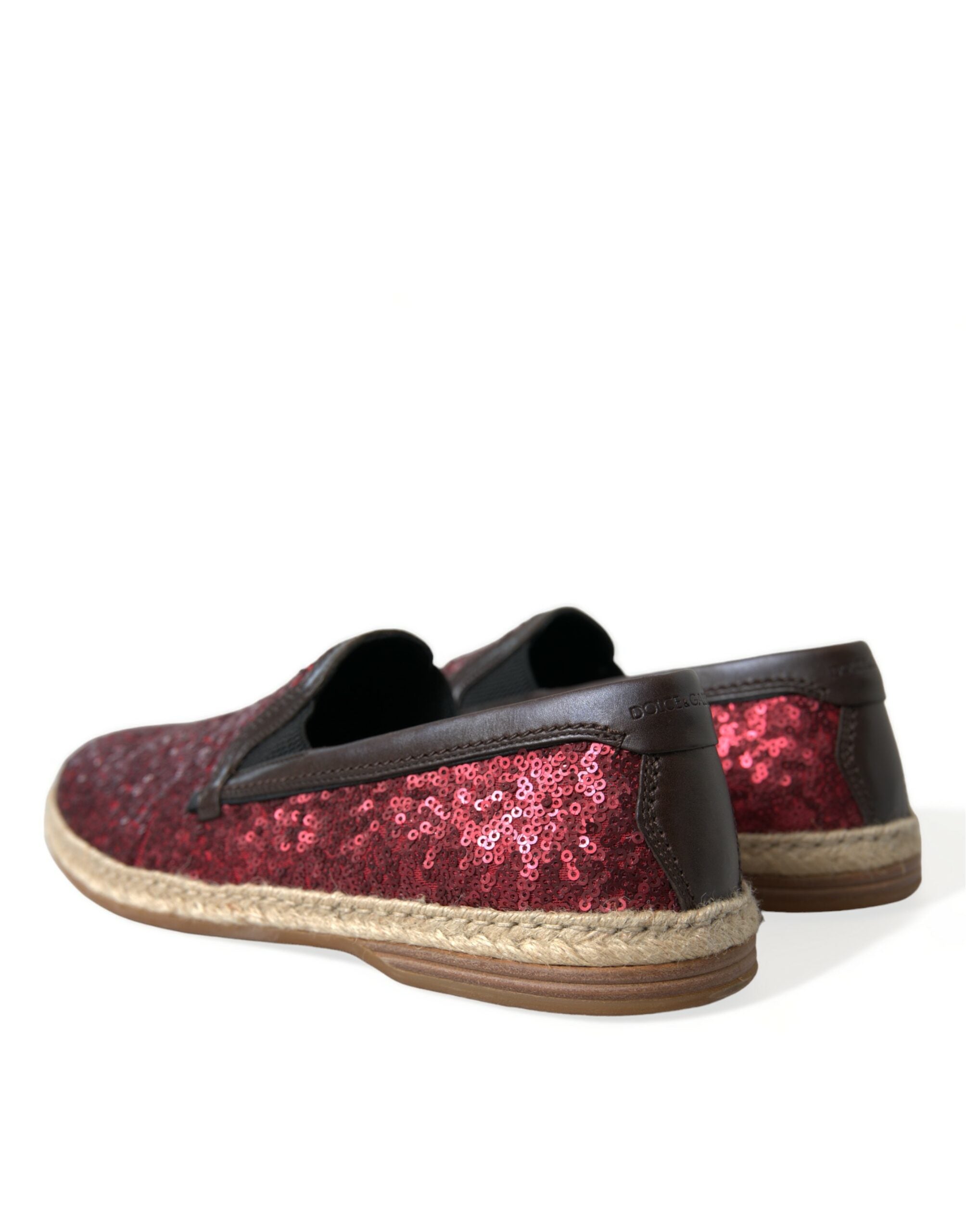 Dolce & Gabbana men's red sequined loafer slippers with a shiny, stylish design and comfortable slip-on style.