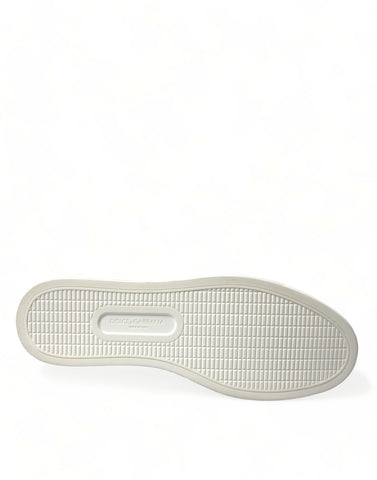 White Bordeaux leather low-top sneakers with Dolce & Gabbana logo and stylish design, perfect for casual wear.