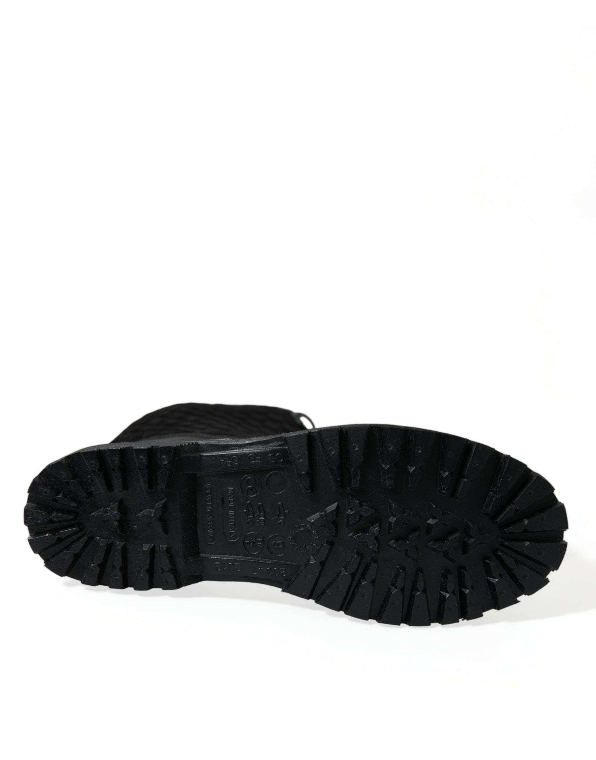 Black Chioggia rubber suede rain boots by Dolce & Gabbana, stylish waterproof footwear with a sleek design.
