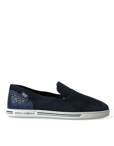 Blue suede Caiman loafers by Dolce & Gabbana, featuring sleek design and premium leather craftsmanship.