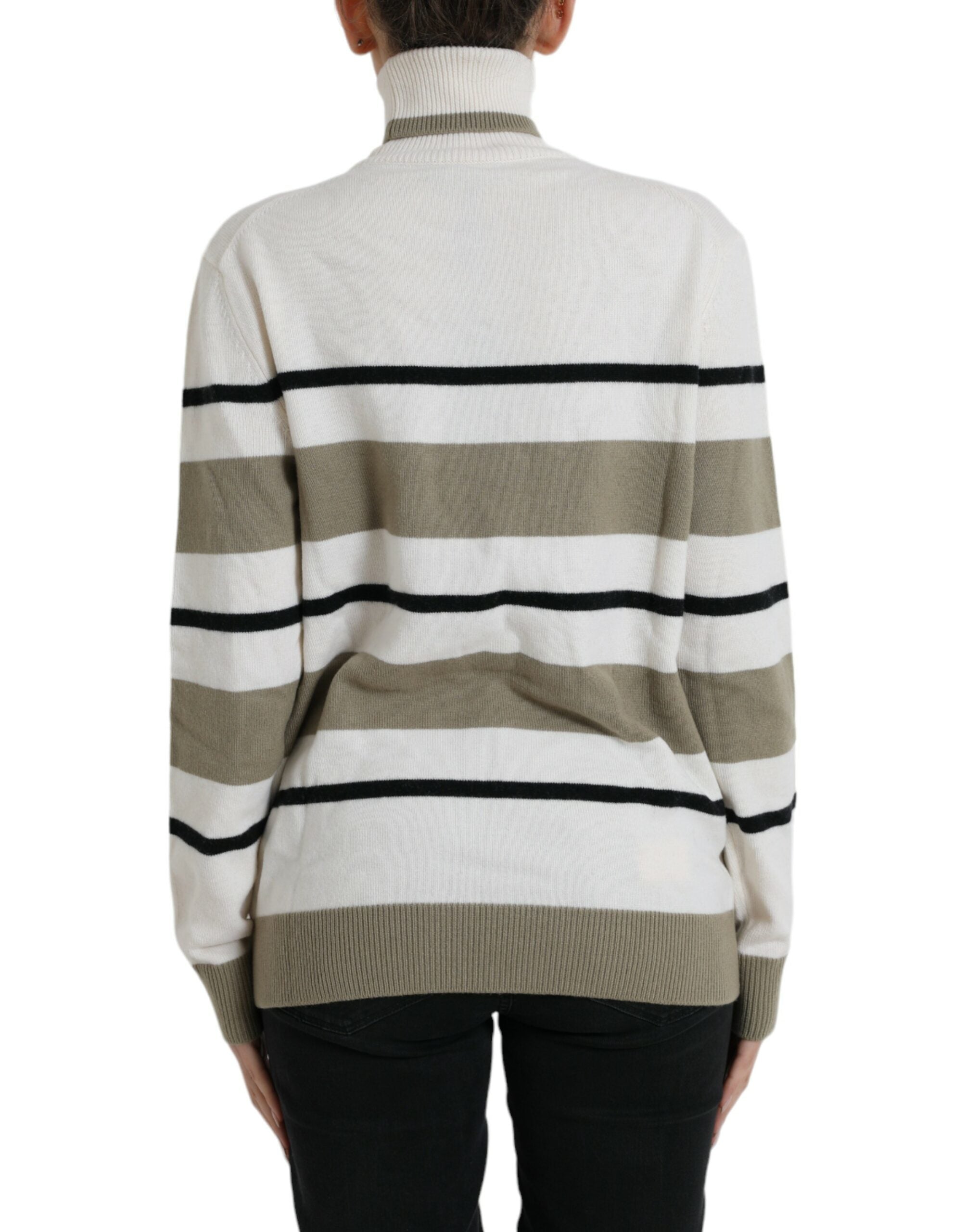 Multicolor stripe wool logo pullover sweater by Dolce & Gabbana, featuring a vibrant striped pattern and classic crew neck style.