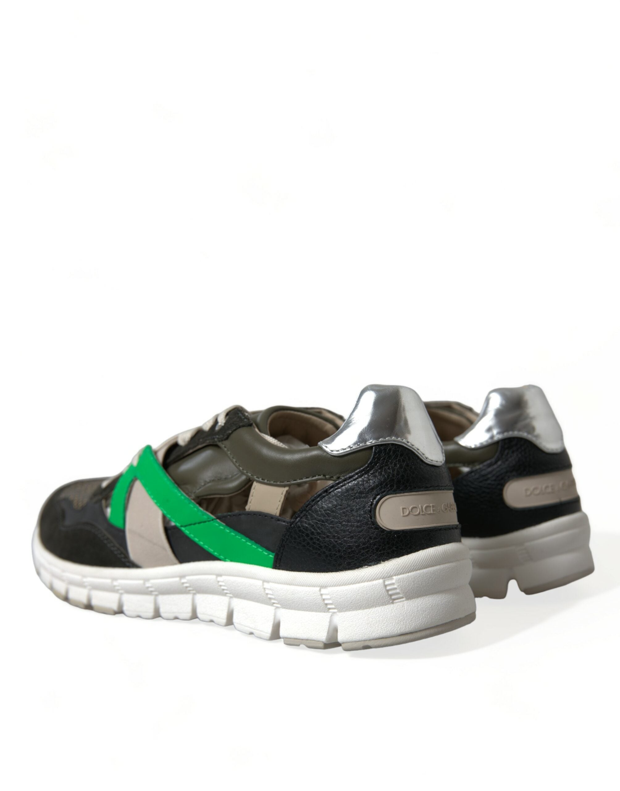 Multicolor leather and suede low-top sneakers by Dolce & Gabbana showing the vibrant, stylish design and textured materials.