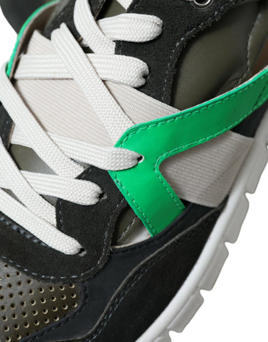 Multicolor leather and suede low-top sneakers by Dolce & Gabbana, featuring stylish design and casual footwear appeal