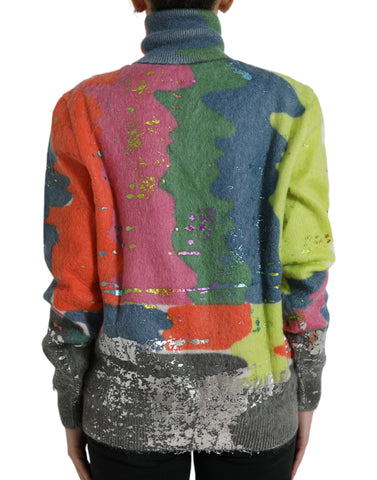 Multicolor mohair turtleneck pullover sweater by Dolce & Gabbana, featuring soft, textured fabric and a cozy high neckline.
