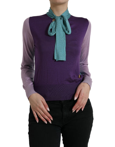 Multicolor bow fastening Dolce & Gabbana pullover sweater with a cozy knit and vibrant design.
