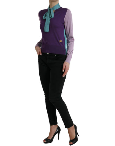 Multicolor bow fastening Dolce & Gabbana pullover sweater featuring a cozy knit with decorative bow detail.