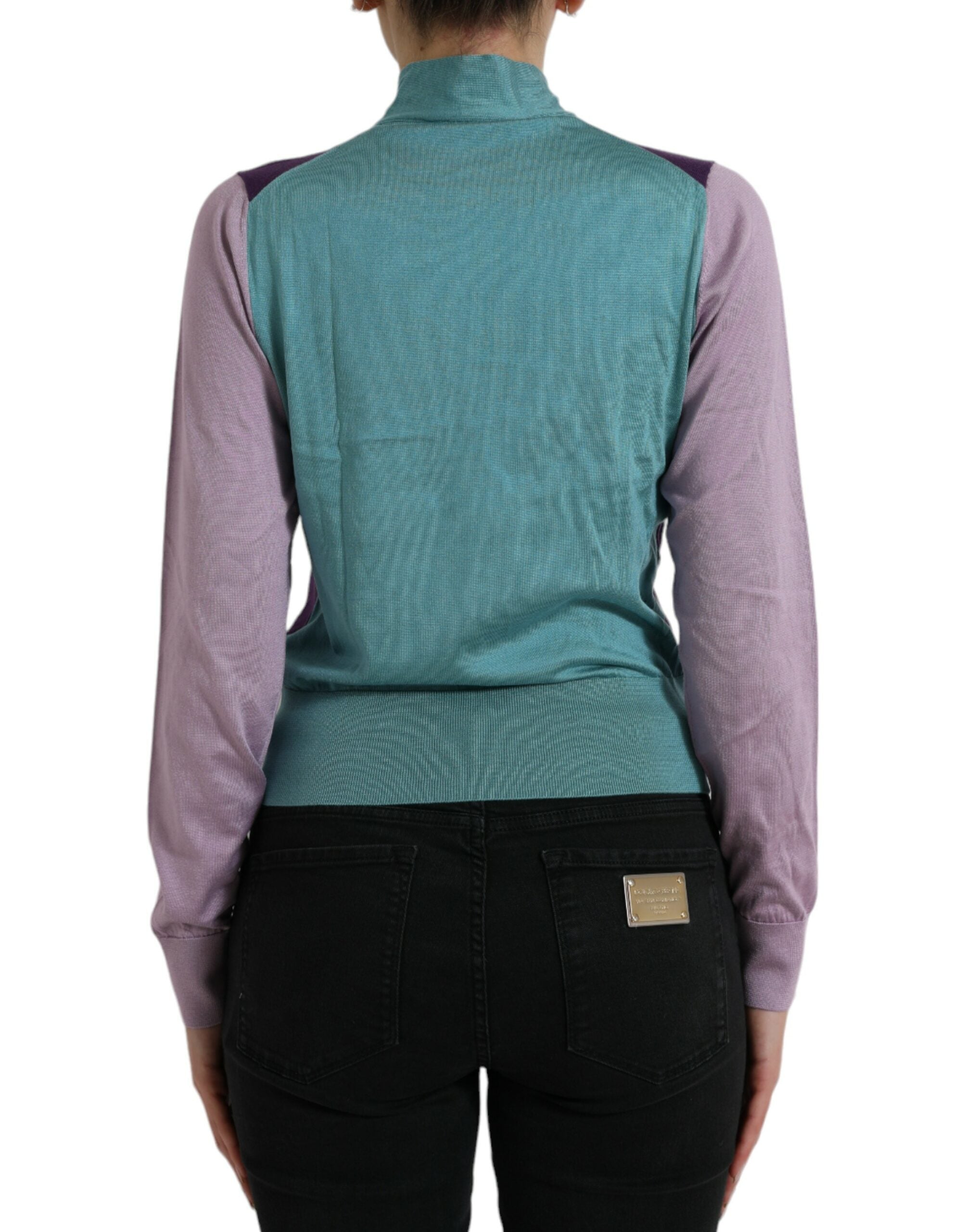 Multicolor bow fastening Dolce & Gabbana pullover sweater with a cozy knit texture and stylish design.