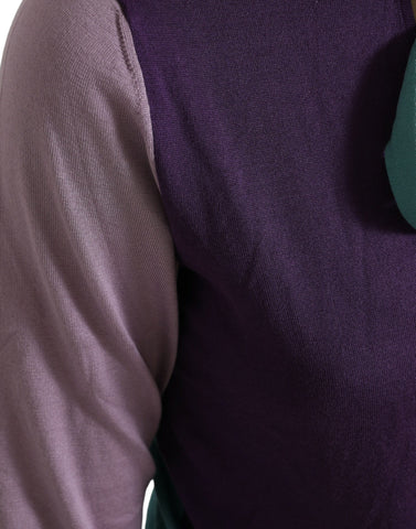 Multicolor bow fastening Dolce & Gabbana pullover sweater with a crew neck and long sleeves, styled on a plain background.