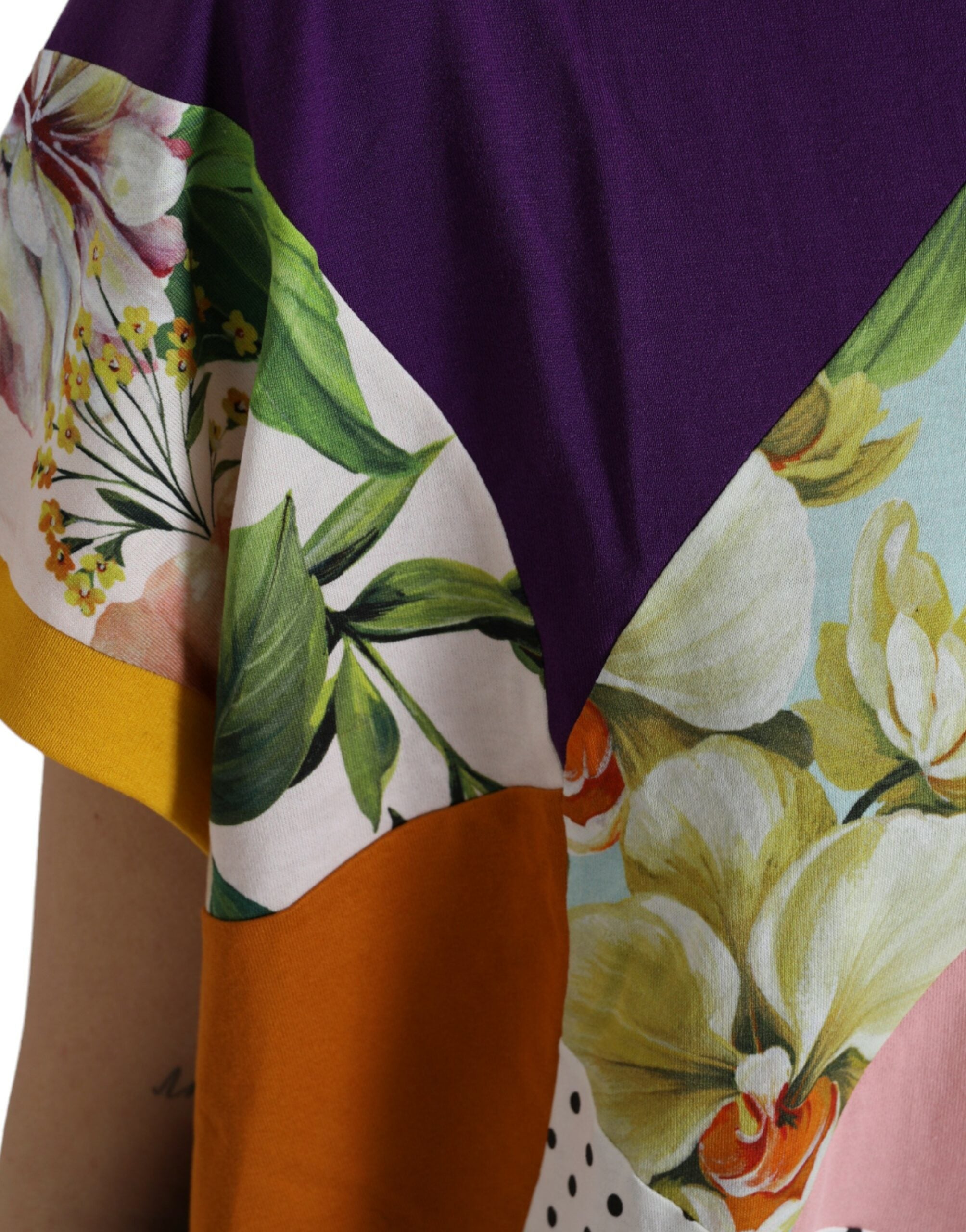 Multicolor patchwork cotton silk blouse top by Dolce & Gabbana featuring vibrant fabric and stylish design.