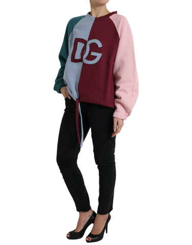 Multicolor cotton crewneck pullover sweater by Dolce & Gabbana, featuring vibrant pattern and soft fabric.
