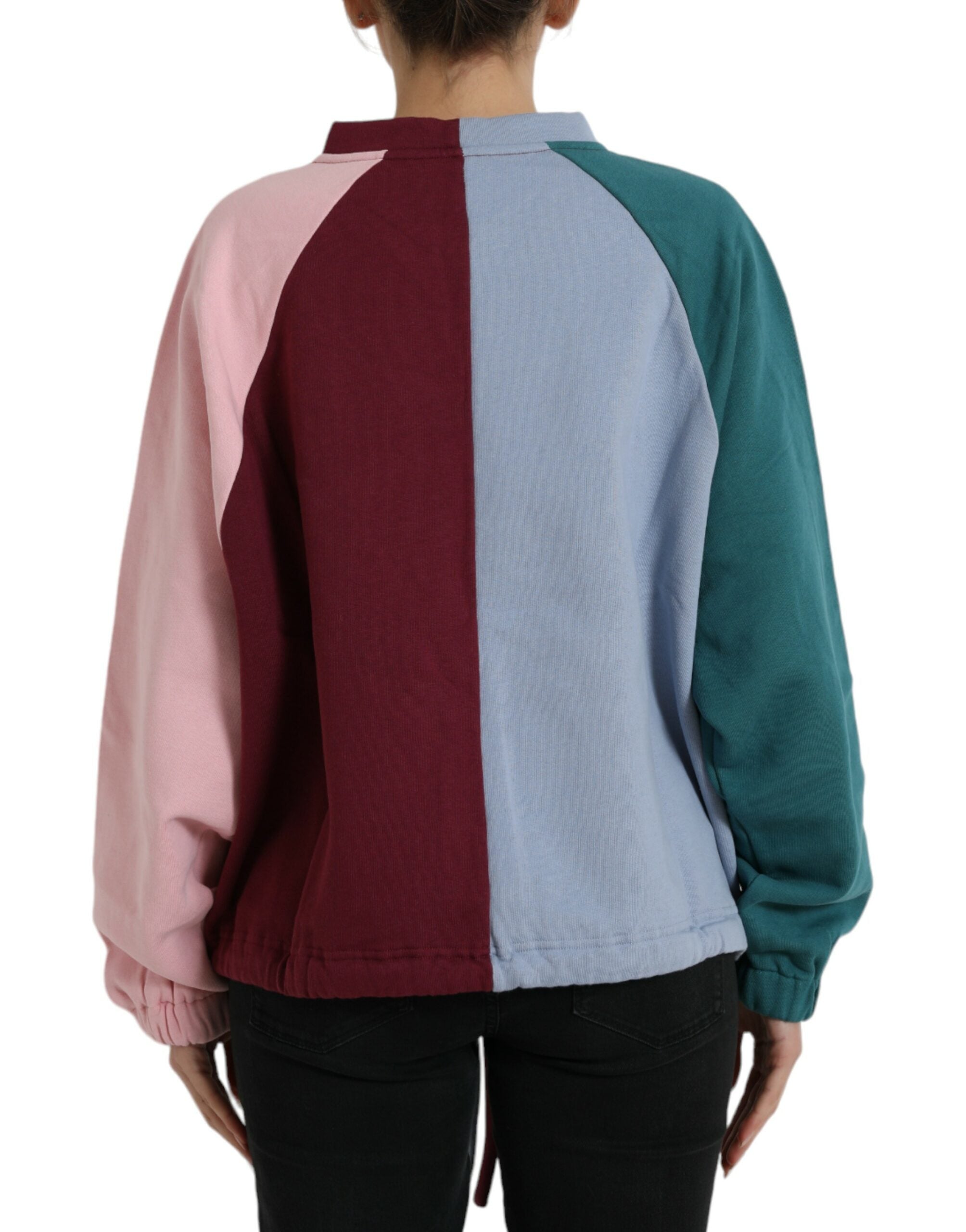 Multicolor cotton crewneck pullover sweater by Dolce & Gabbana, featuring vibrant stripes and a classic fit.