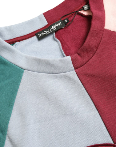 Multicolor cotton crewneck pullover sweater by Dolce & Gabbana with vibrant stripes and classic fit.