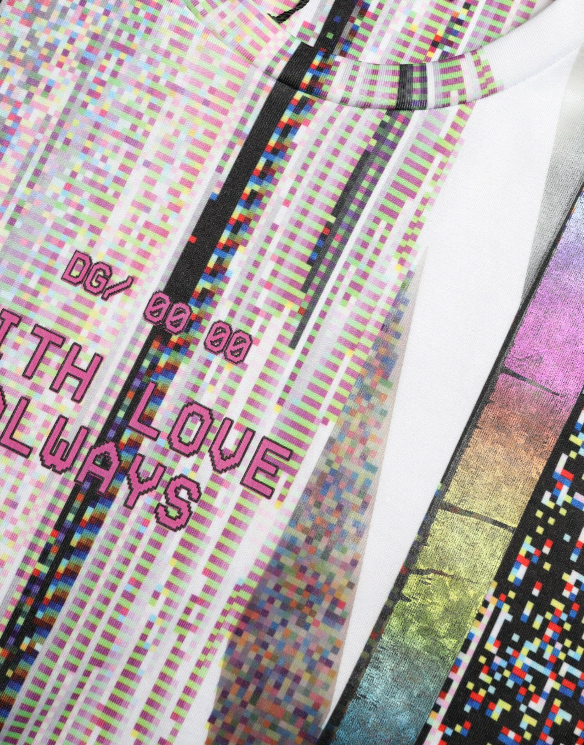 Multicolor Dolce & Gabbana "With Love Always" print T-shirt with vibrant design and casual fit, front view.