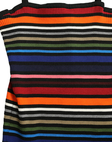 Multicolor striped spaghetti strap tank top by Dolce & Gabbana, showing vibrant pattern and lightweight fabric.