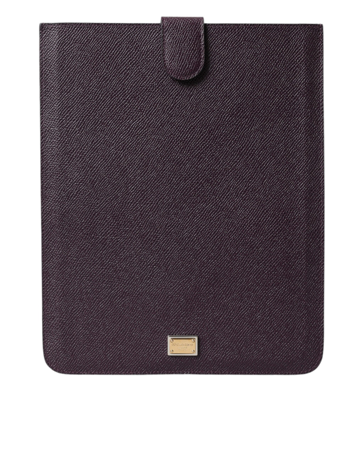 Dark brown leather tablet case with Dolce & Gabbana logo plaque cover, featuring a sleek and stylish design.
