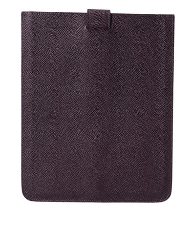 Dark brown leather tablet case with Dolce & Gabbana logo plaque cover, stylish and protective for electronic devices.