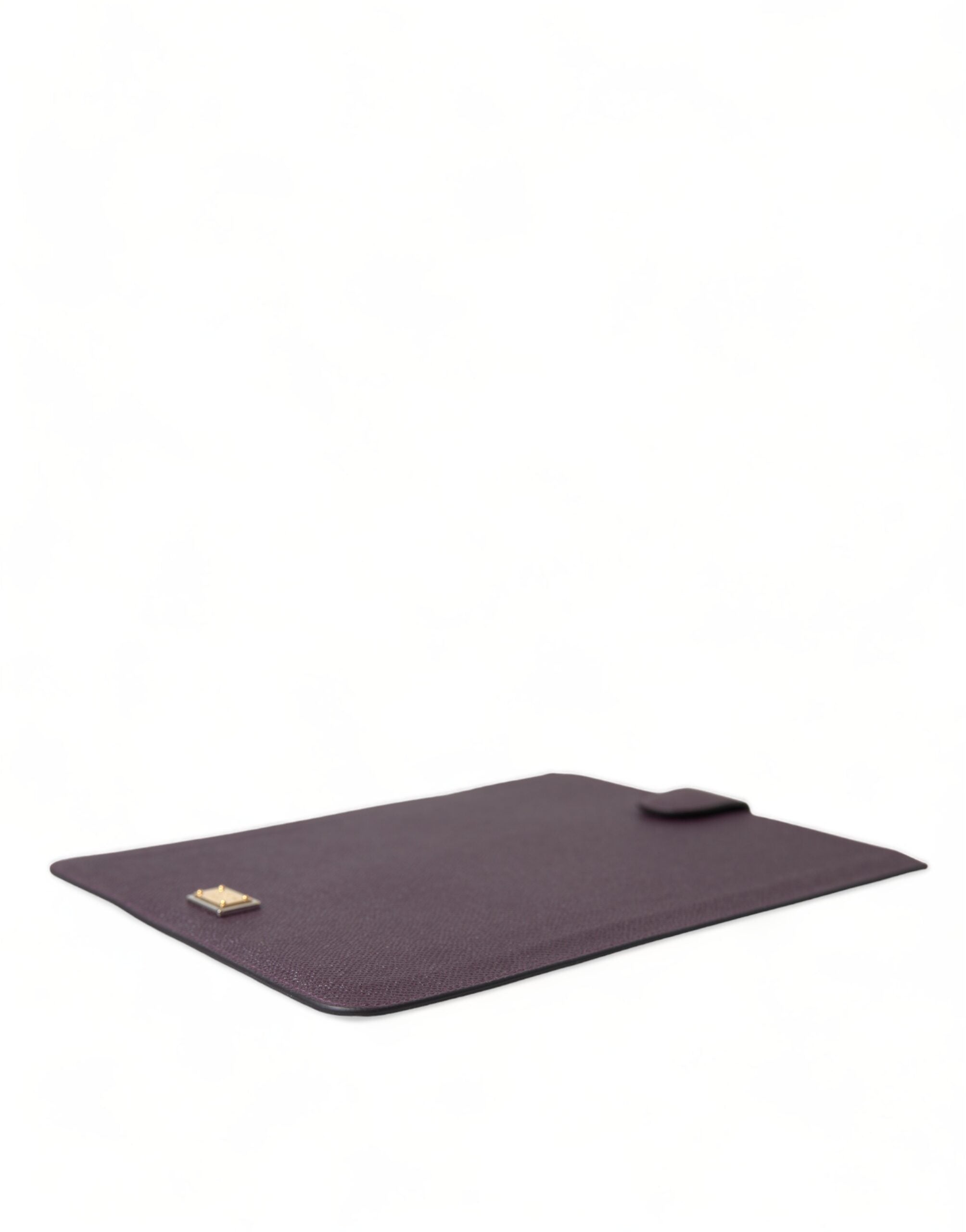 Dark brown leather tablet case with Dolce & Gabbana logo plaque cover sleeve, stylish and protective for your device.
