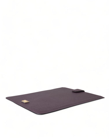 Dark brown leather tablet case with Dolce & Gabbana logo plaque cover sleeve, stylish and protective for your device.