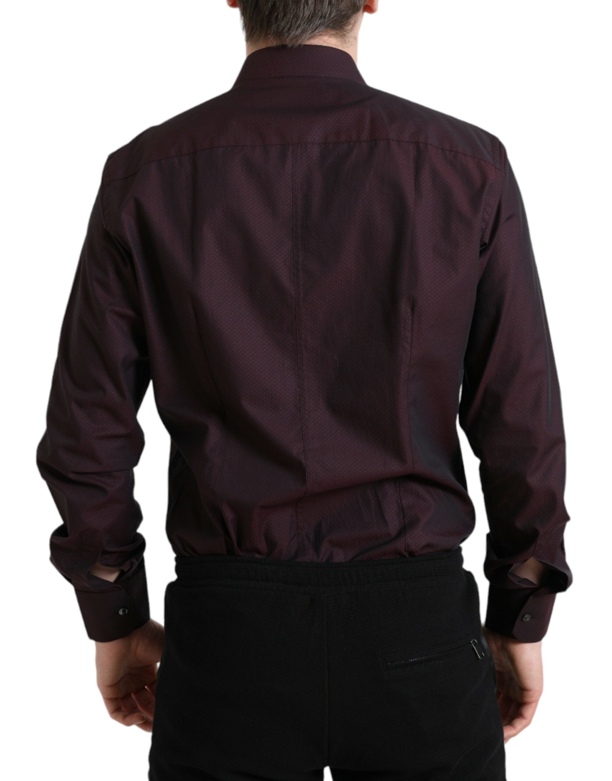 Maroon jacquard formal dress from Dolce & Gabbana, featuring elegant fabric and tailored design for sophisticated occasions.