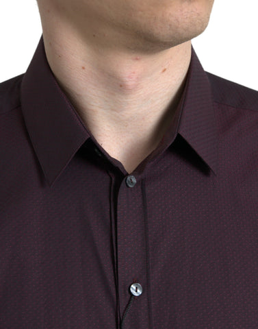 Maroon jacquard formal dress by Dolce & Gabbana, featuring elegant pattern and tailored fit, suitable for sophisticated occasions.