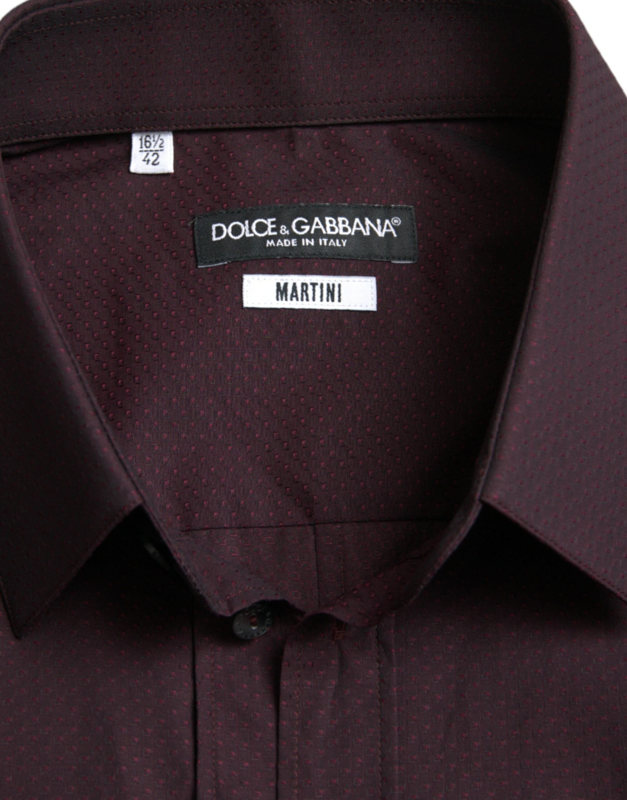 Maroon Jacquard formal dress by Dolce & Gabbana, featuring elegant pattern and tailored fit for sophisticated occasions.
