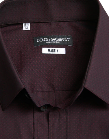 Maroon Jacquard formal dress by Dolce & Gabbana, featuring elegant pattern and tailored fit for sophisticated occasions.