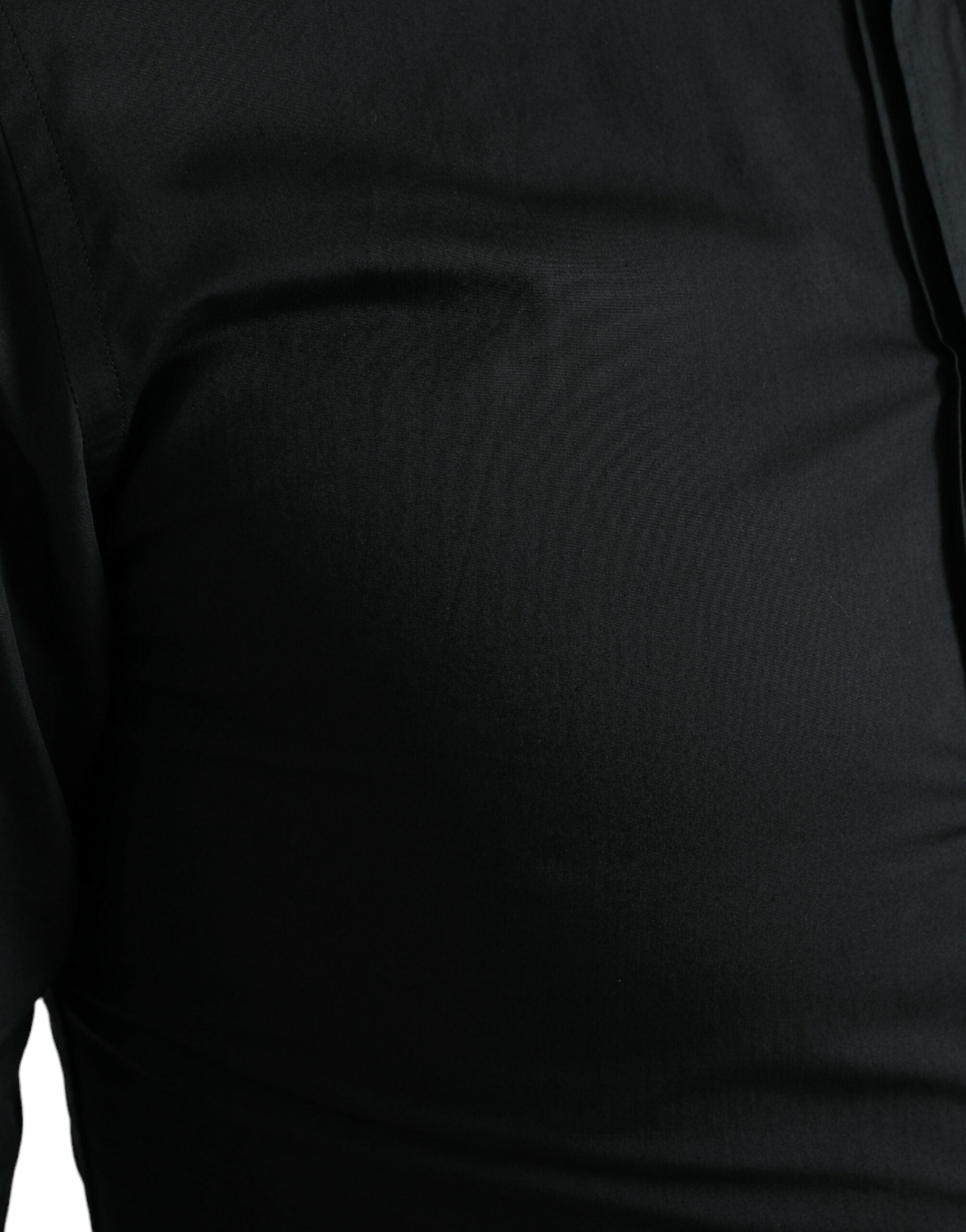 Black cotton silk formal gold dress shirt by Dolce & Gabbana, featuring a sleek design and elegant gold accents.