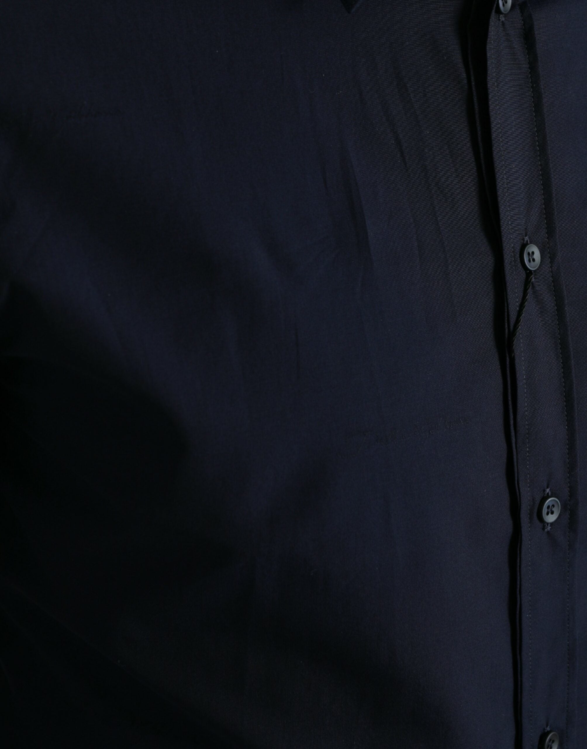 Navy blue slim fit formal gold dress shirt by Dolce & Gabbana, featuring a tailored design and classic collar.
