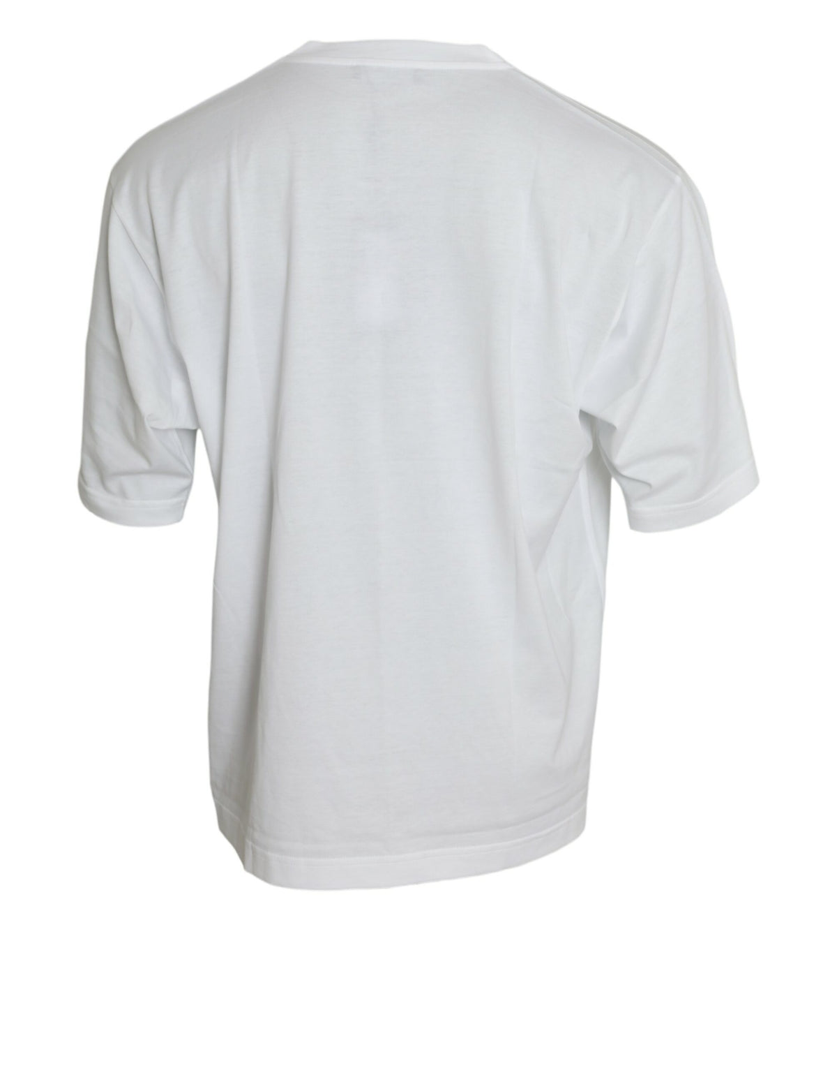 White cotton short-sleeve crewneck T-shirt by Dolce & Gabbana, casual fit, smooth fabric, and classic design.