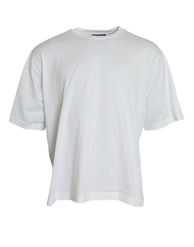 White cotton short-sleeve crewneck T-shirt by Dolce & Gabbana, displayed flat with visible stitching and soft fabric texture.