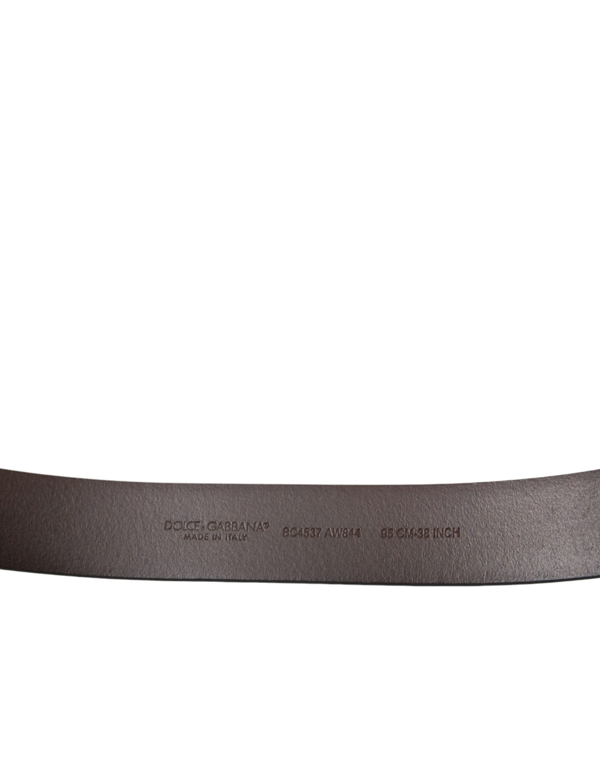 Brown calf leather belt with gold metal buckle from Dolce & Gabbana, featuring sleek leather and polished gold hardware.