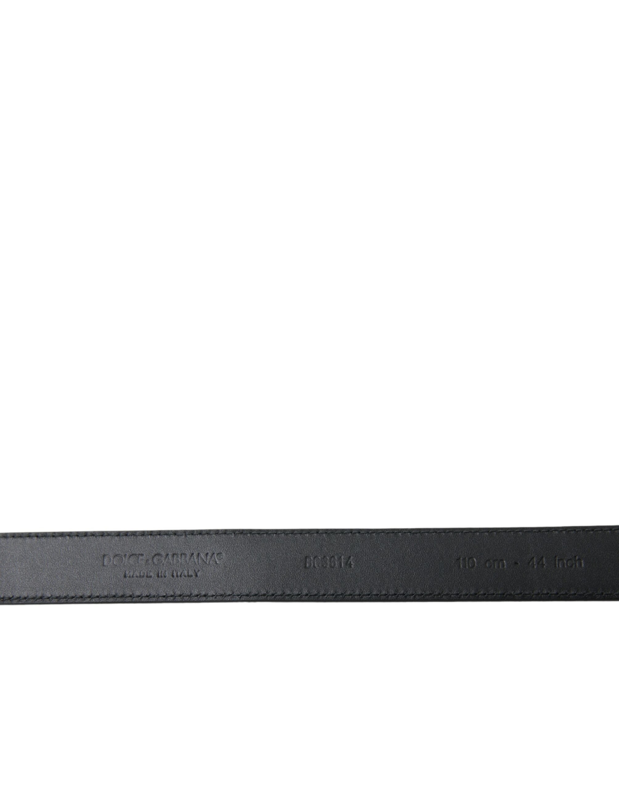 Black goat leather belt with antique metal buckle by Dolce & Gabbana, featuring a sleek design and adjustable strap.
