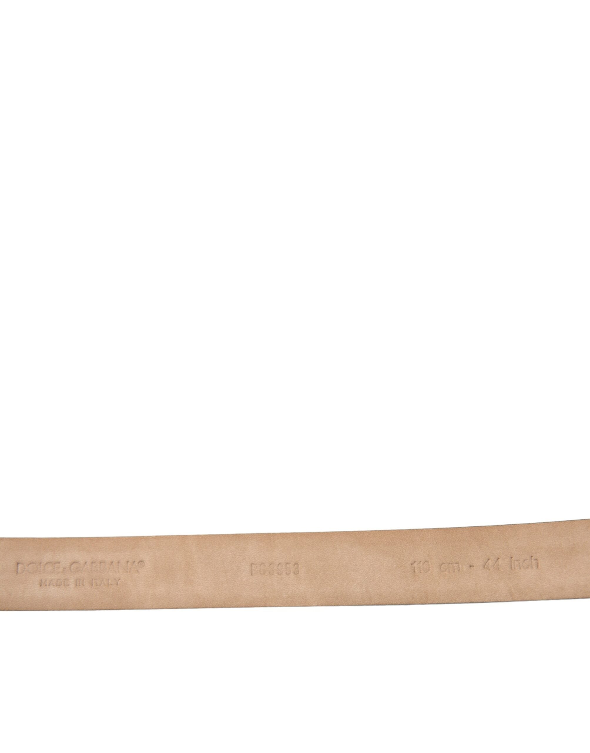 Dark brown leather belt with silver metal buckle from Dolce & Gabbana, featuring a sleek and stylish design.