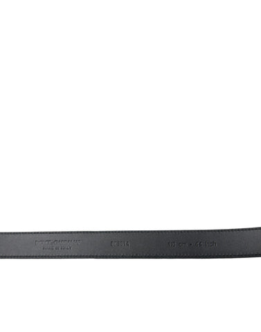 Black suede leather belt with gold metal buckle from Dolce & Gabbana, featuring a sleek, stylish design and adjustable fit.