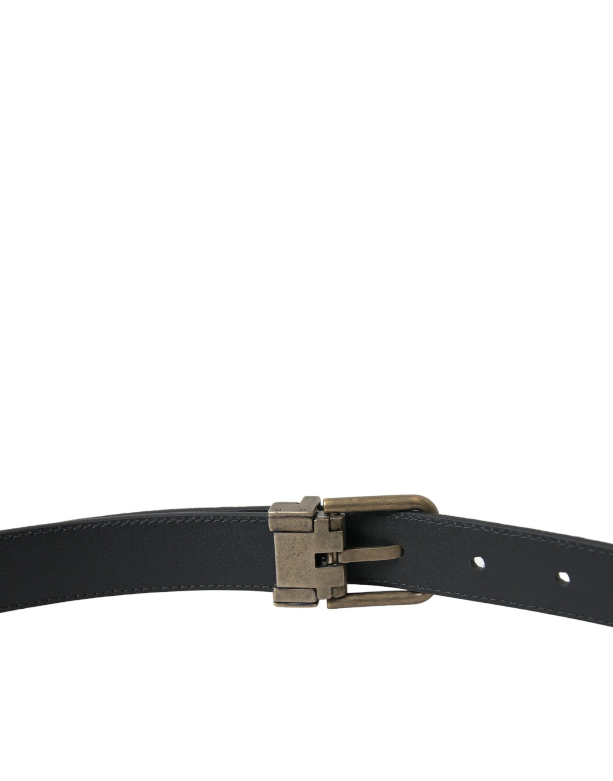 Black suede leather belt with gold metal buckle from Dolce & Gabbana, featuring a sleek, stylish design.