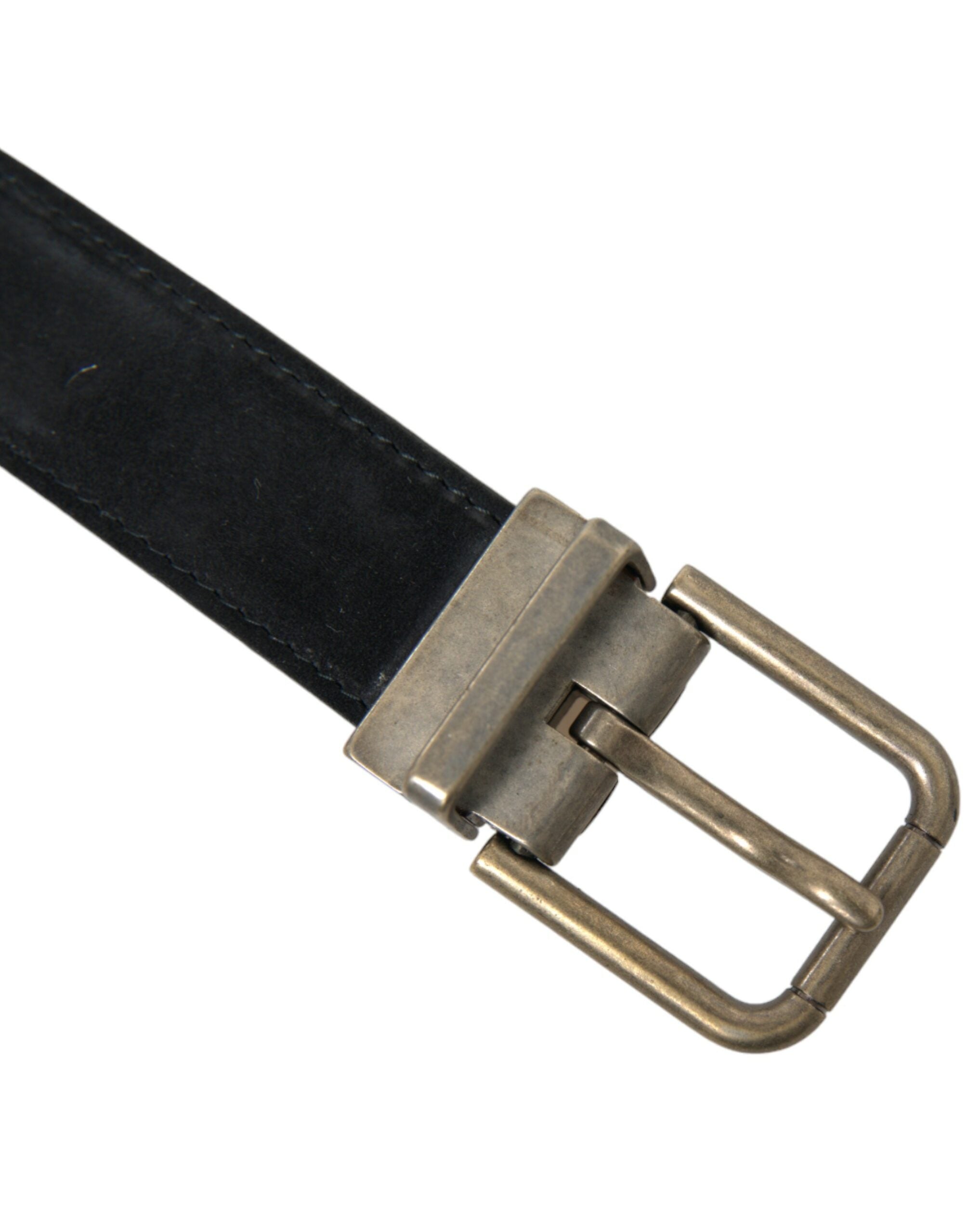 Black suede leather belt with gold metal buckle from Dolce & Gabbana, featuring a stylish, high-quality accessory for men and women.