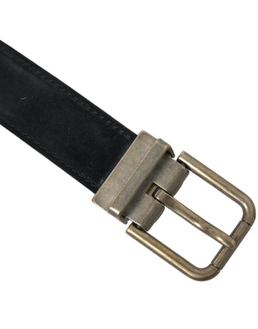 Black suede leather belt with gold metal buckle from Dolce & Gabbana, featuring a stylish, high-quality accessory for men and women.