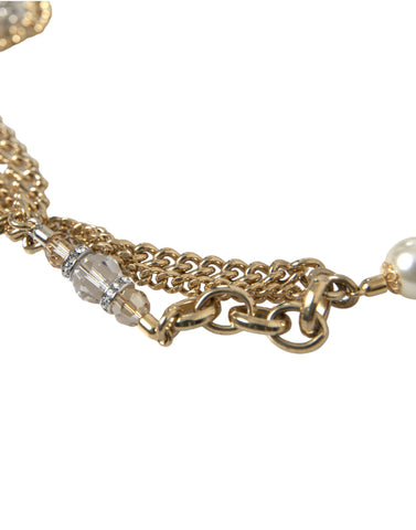Blue braided gold brass chain waist belt with D&G branding, stylish accessory for fashion-forward outfits.
