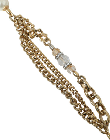Blue braided gold brass chain waist belt with intricate detailing, designed by Dolce & Gabbana.