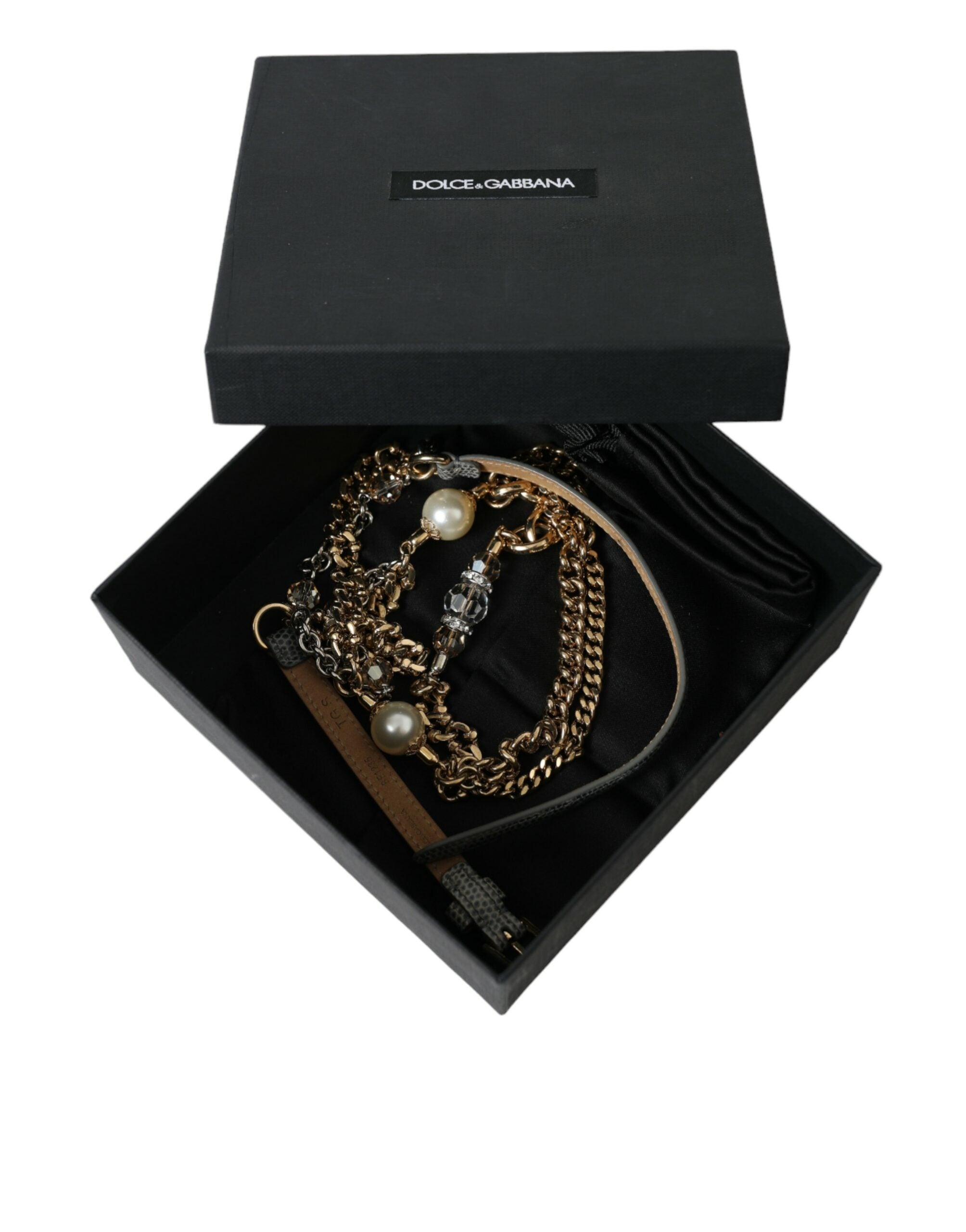 Blue braided gold brass chain waist belt by Dolce & Gabbana, featuring intricate braid detail and adjustable fit.