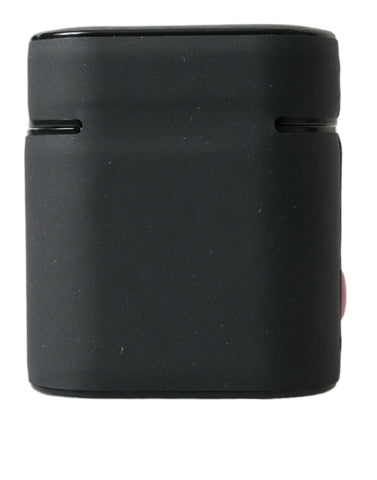 Black silicone AirPods case with embossed Dolce & Gabbana logo and pink accents, designed for AirPods protection and style.