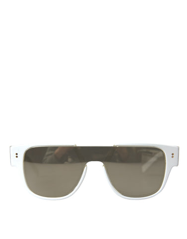 White acetate Dolce & Gabbana sunglasses with mirror lenses, DG4356 style, featuring a sleek and stylish frame.