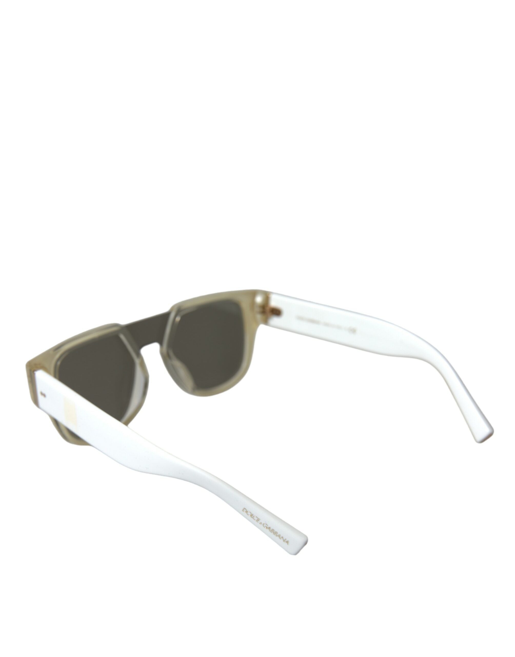 White acetate Dolce & Gabbana sunglasses with mirror lenses, stylish eyewear with a sleek frame design.