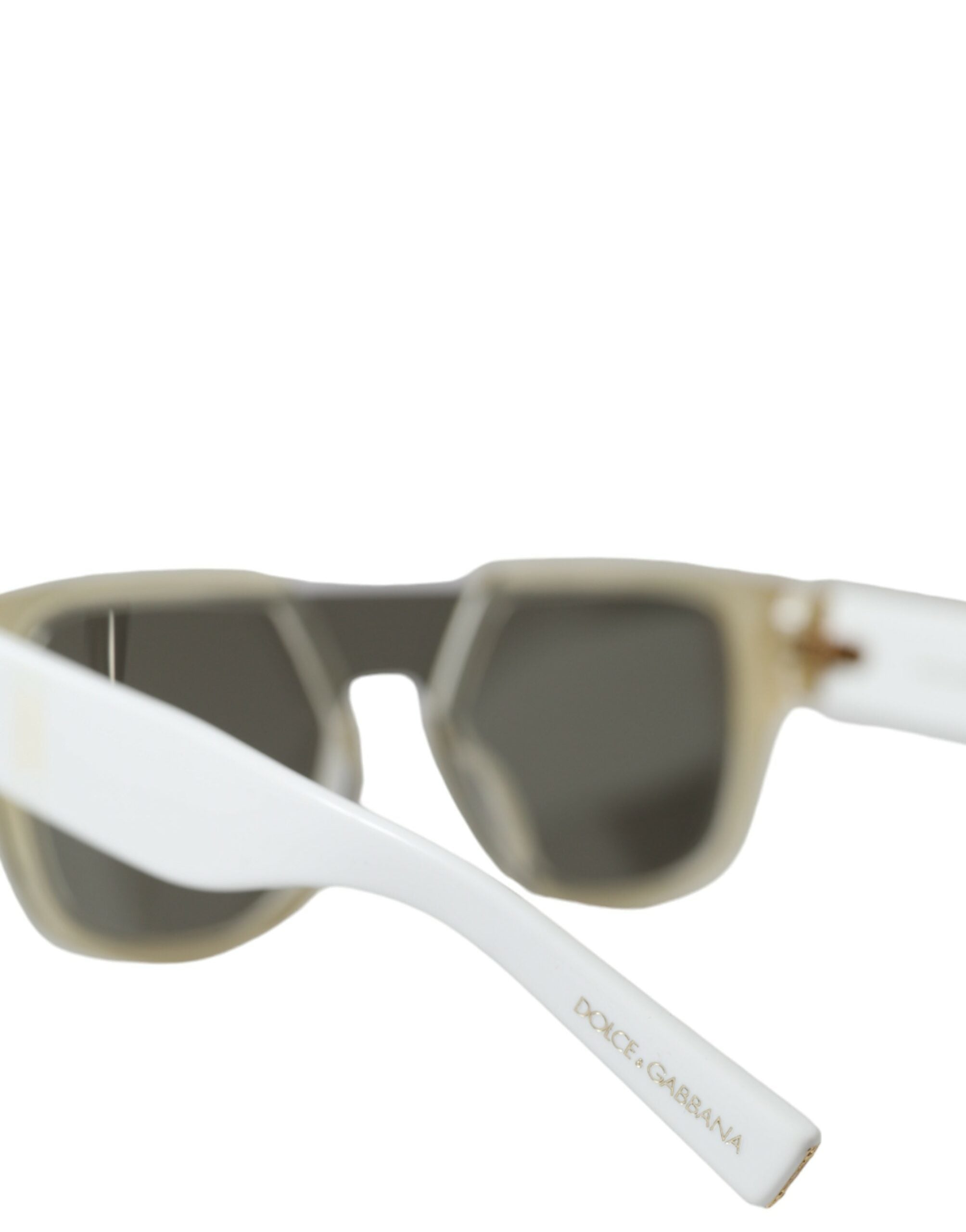 White acetate Dolce & Gabbana sunglasses with mirror lenses, featuring a stylish frame and modern design for sun protection.