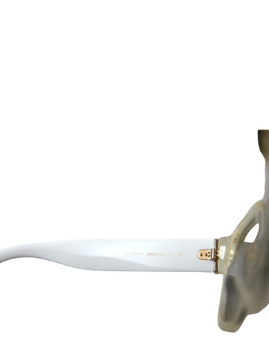 White acetate Dolce & Gabbana sunglasses with mirror lenses, stylish frames, and sleek design.