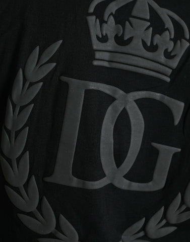 Black Logo Embossed Crew Neck Short Sleeves T-shirt
