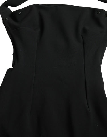 Black sheath halter sleeveless midi dress by Dolce & Gabbana, shown on a model with a fitted silhouette and elegant design.
