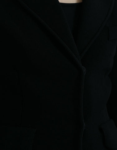 Black Viscose Single Breasted Blazer Jacket