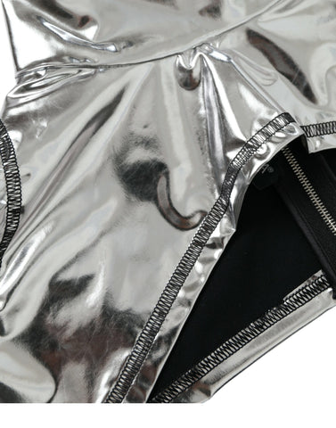 Silver Polyester Stretch Top