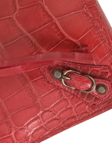 Red Exotic Skin Leather Classic Pouch Purse Wristlet Bag